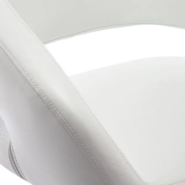 Alt view image 7 of 7 - Adjustable Bar Stool with Hollow Back and Arms, Modern PU Leather Swivel Barstool, Airlift Counter Height Bar Chair for Kitchen Dining Room (Pearl White, Black Base)