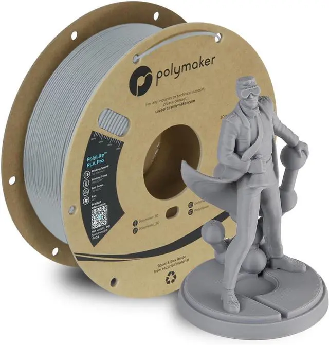 Main image of PLA PRO Filament 1.75mm 1kg, Tough & High Rigidity Grey 3D Printing Filament, PolyLite PLA PRO 3D Printer Filament 1.75mm, Print with Most 3D Printers