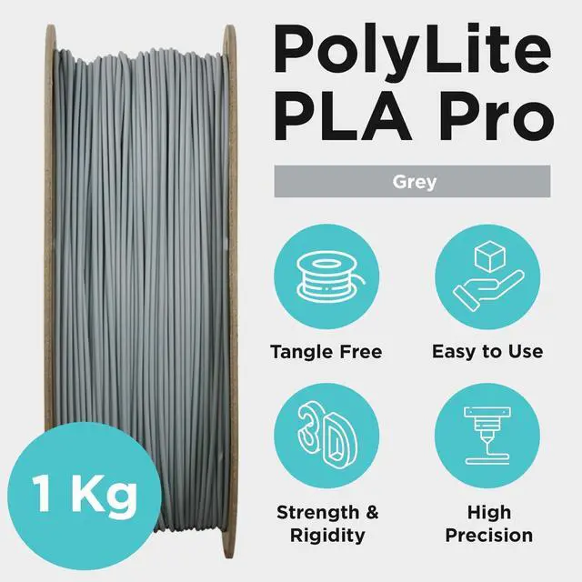Alt view image 7 of 7 - PLA PRO Filament 1.75mm 1kg, Tough & High Rigidity Grey 3D Printing Filament, PolyLite PLA PRO 3D Printer Filament 1.75mm, Print with Most 3D Printers
