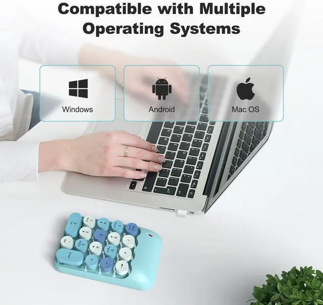 Alt view image 6 of 7 - Wireless Number Pads - Blue Numeric Keypad 18 Keys USB 2.4G Round Keycap Colorful Extensions Keypads, Financial Accounting Portable Numpad 10 Key for Laptop/PC/Notebook/Surface Pro