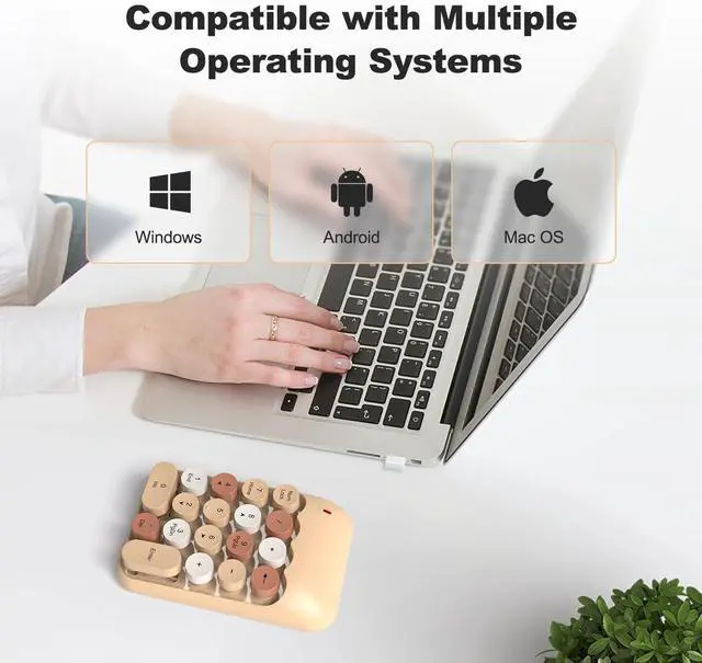 Alt view image 7 of 7 - Wireless Number Pads - MilkTea Numeric Keypad 18 Keys USB 2.4G Round Keycap Colorful Extensions Keypads, Financial Accounting Portable Numpad 10 Key for Laptop/PC/Notebook/Surface Pro