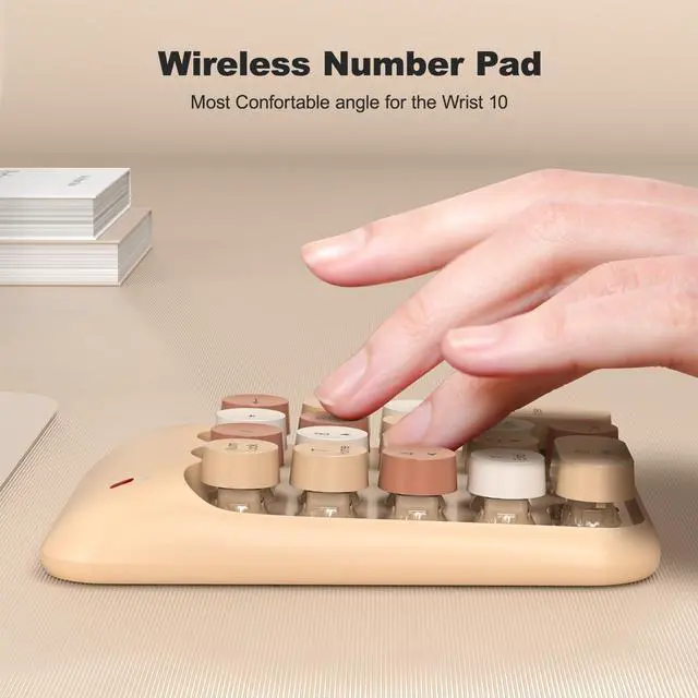 Alt view image 5 of 7 - Wireless Number Pads - MilkTea Numeric Keypad 18 Keys USB 2.4G Round Keycap Colorful Extensions Keypads, Financial Accounting Portable Numpad 10 Key for Laptop/PC/Notebook/Surface Pro