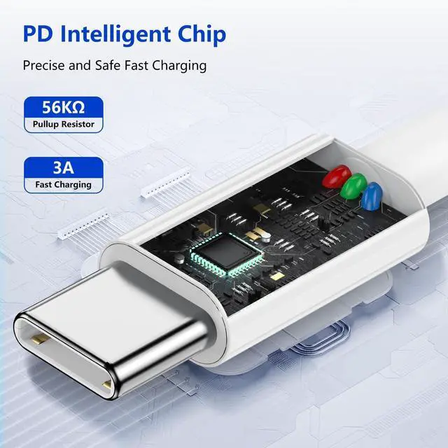 Alt view image 10 of 14 - USB-C to USB-C Cable Long for iPhone 6ft+10ft 60w PD Rapid Type-C Charger for iPhone 17/16/15 Series/ Pro/Air/Mini Fast Charge Cord for Galaxy S26/S25/S24/S23/S22/S21