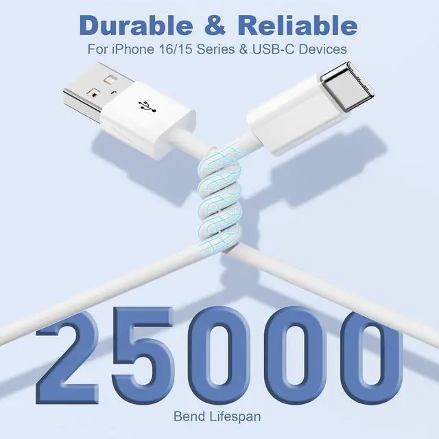 Alt view image 9 of 9 - Car Carplay Cable for iPhone 17/15/16/16 Pro Max/Plus USB A to USB C Cable for Car Carplay Charger 3A Fast Charging USB C Cord for Pro Air USB to C Charging Cable 3FT/0.9m White