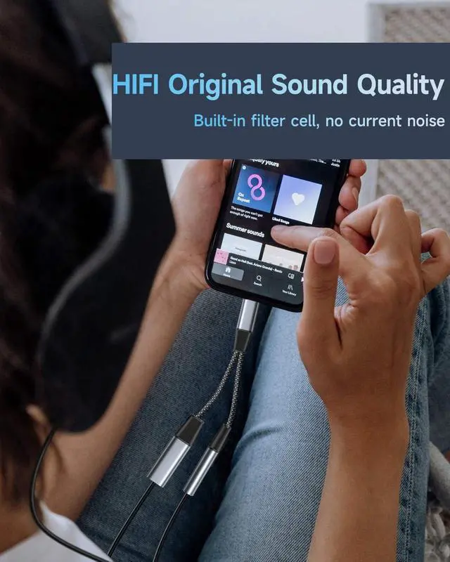 Alt view image 4 of 7 - USB C to 3.5mm Jack and Charger Adapter 2 in 1 USB C Headphone Adapter Type C to Aux to USBC Splitter with PD 60W Fast Charging for iPhone 17 16 15 Pro Max Plus iPad S24/S23/S22 Pixel