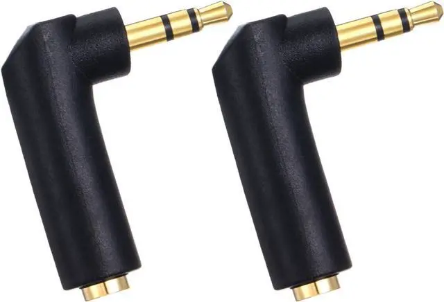 Main image of 3.5mm Angle Male to Female Audio Adapter 2 PCS 90 Degree Right Angle Gold-Plated TRS Stereo Jack Plug AUX Connector 3.5mm 1/8 Audio Adapter Compatible with Headset Tablets MP3 Players Speakers