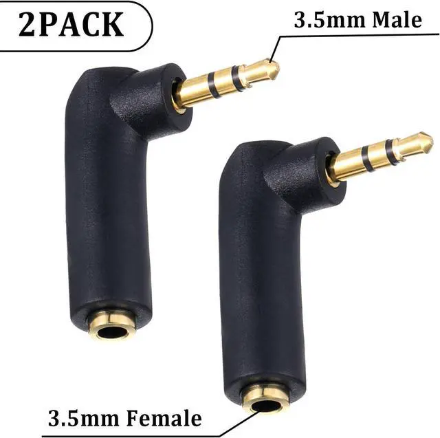 Alt view image 2 of 7 - 3.5mm Angle Male to Female Audio Adapter 2 PCS 90 Degree Right Angle Gold-Plated TRS Stereo Jack Plug AUX Connector 3.5mm 1/8 Audio Adapter Compatible with Headset Tablets MP3 Players Speakers