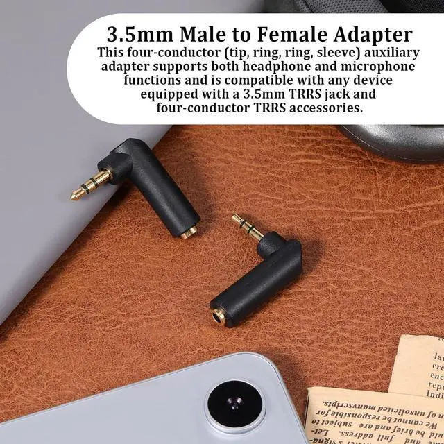 Alt view image 6 of 7 - 3.5mm Angle Male to Female Audio Adapter 2 PCS 90 Degree Right Angle Gold-Plated TRS Stereo Jack Plug AUX Connector 3.5mm 1/8 Audio Adapter Compatible with Headset Tablets MP3 Players Speakers