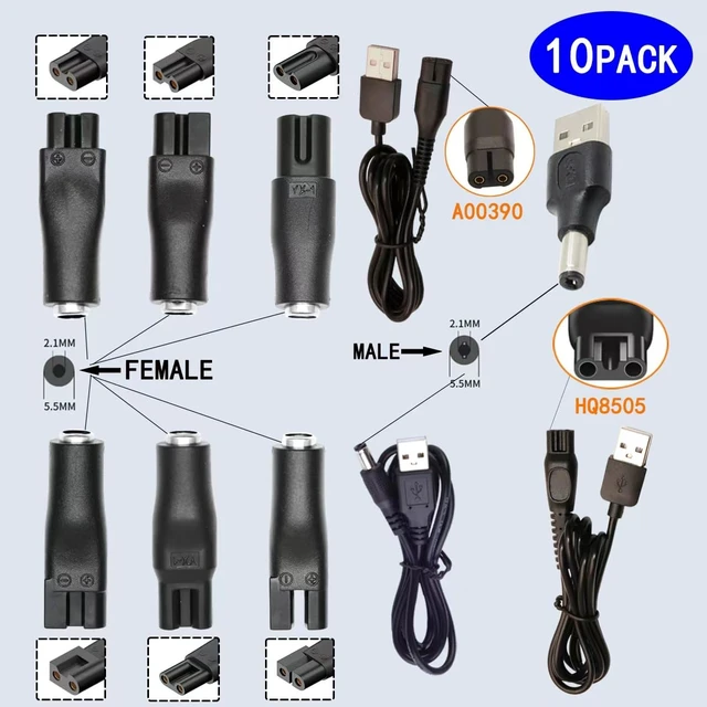 Alt view image 2 of 7 - Power Cord 5V Replacement Charger USB adapter is suitable for a variety of electric hairdressers shavers purifiers table lamps and others 5521 adapter hq8505 A00390 charging line
