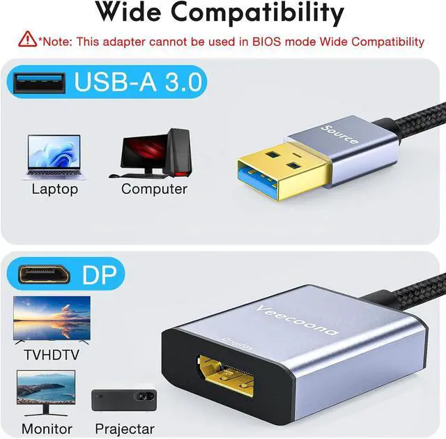 Alt view image 7 of 7 - USB to DisplayPort Adapter | 1080P 60Hz USB 3.0 Male to DisplayPort Female Monitor Converter for Windows 7/8/10/11 MAC OS - Requires Driver