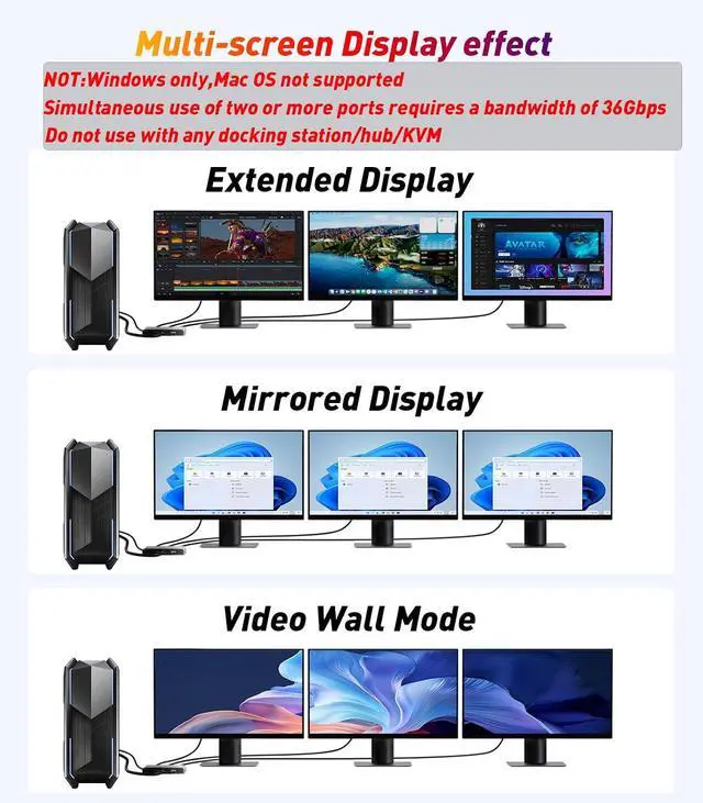 Alt view image 3 of 7 - DisplayPort to HDMI Splitter for 3 Monitors Adapter |4K@60Hz| HDMI Splitter Extended Display 1 in 3 Out MST Hub for Multiple Monitor Compatible with PC / Graphic Card