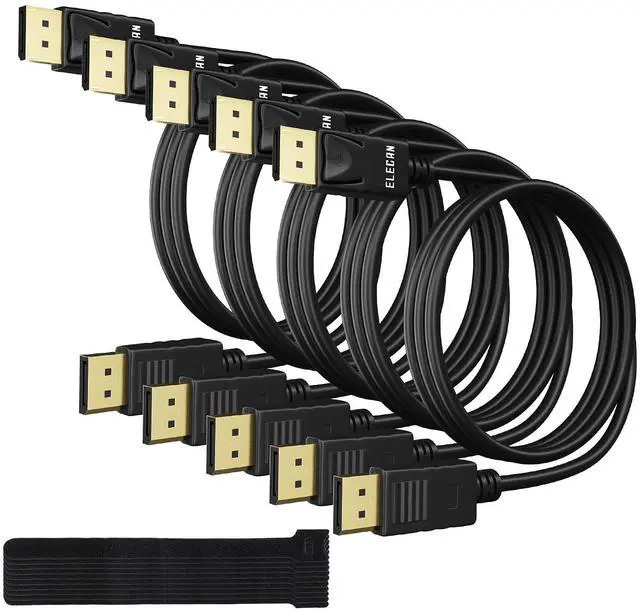 Main image of VESA Certified 4K DisplayPort 1.2 Cable 6 FT/5 Pack High-Speed DP to DP Male-to-Male Display Port Cord 4K@60Hz 2K@165Hz/144Hz HBR2 HDR HDCP Dolby for Gaming Monitor PC TV +10 Ties