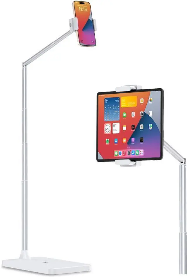 Main image of Tablet Floor Stand Height & Angle Adjustable Tablet Holder with Aluminum Alloy Arm Tube 360° Rotation for Bed Sofa Desk Compatible with 3.5-11 iPad Pro/Air/Mini iPhone 15/14 Kindle.