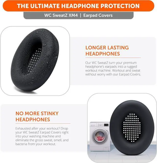 Alt view image 4 of 7 - SweatZ XM4 - Patented Protective Earpad Sweat Covers for WH1000XM4 by | Silicone Ear Covers for WH-1000XM4 Headphones | Sweatproof & Easily Washable | Black