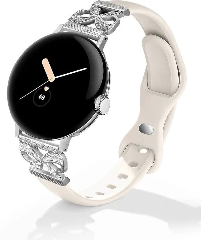 Main image of Slim Bowknot Silicone Band Compatible with Google Pixel Watch 4 3 41mm/ Pixel Watch 2 1 Band Women Thin Silicone Waterproof Straps Replacement Wristbands for Google Smartwatch 41mm Accessory