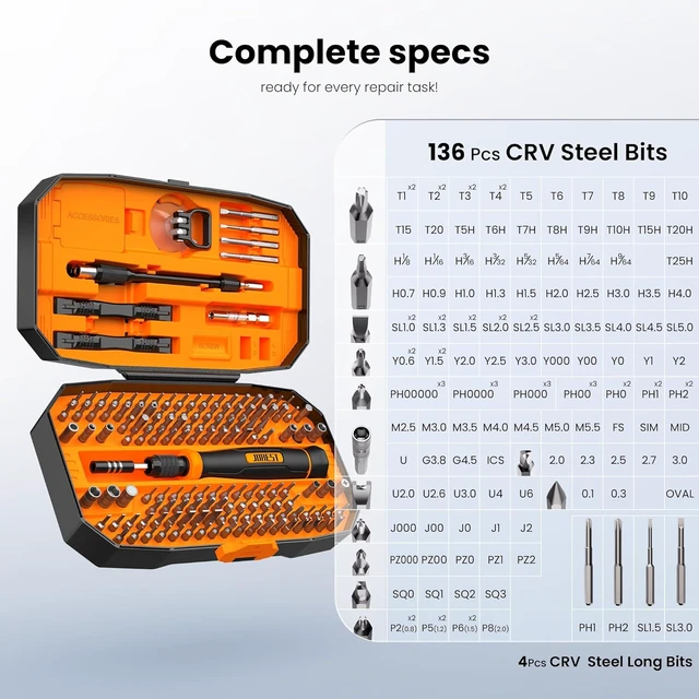 Alt view image 3 of 7 - JOREST 152 in 1 Small Precision Screwdriver Set Tool Gifts for Men Mini Repair Tool Kit for Electronics Macbook Laptop PC RC PS5 iPhone Jewelers Xbox Glasses