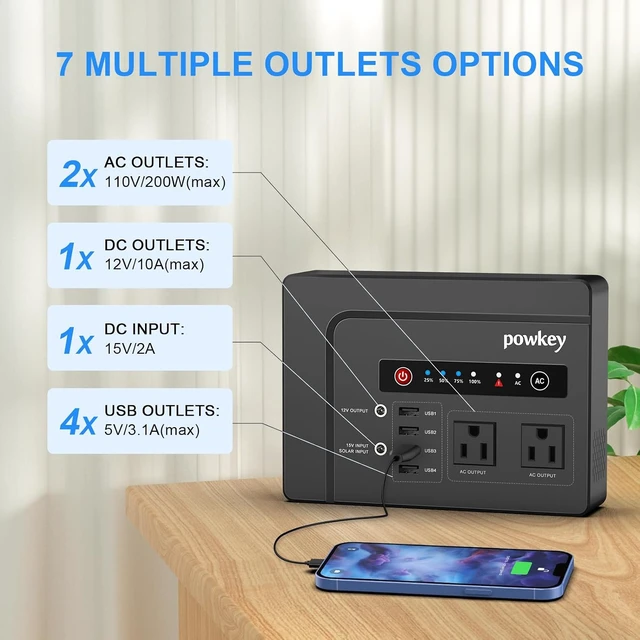 Alt view image 2 of 7 - 200W Portable Power Bank with AC Outlet 120V, 146Wh Power Station