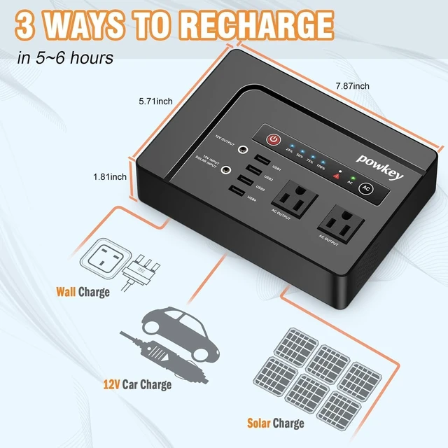 Alt view image 4 of 7 - 200W Portable Power Bank with AC Outlet 120V, 146Wh Power Station