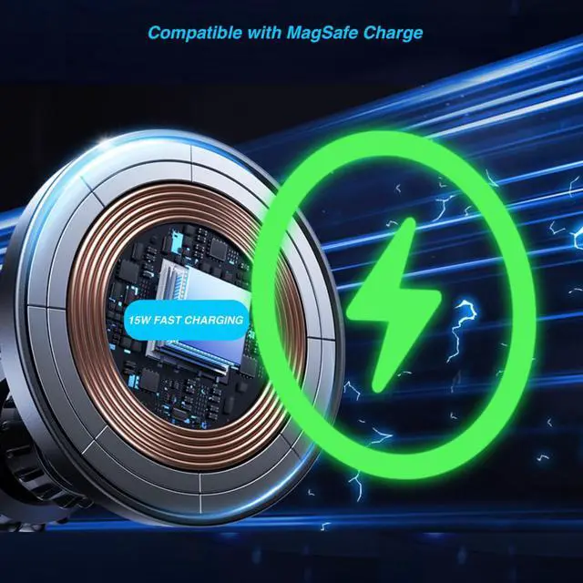 Alt view image 4 of 7 - Magnetic Wireless Charging Phone Holder with 17mm Ball Socket for MagSafe, Magnetic Ball Mount Adapter Fits 17mm/0.67inch Ball Joint Car Phone Holder for iPhone 17/16/15/14/13/12 Series