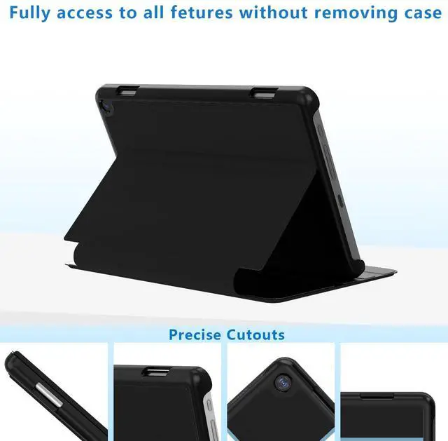 Alt view image 3 of 7 - Fire HD 8 Tablet Case,(12th/10th Generation,2024/2022/2020 Release),Slim Trifold Stand Protective Cover TPU Back,Support Auto Sleep/Wake,Also for 8in Sony Nokia(Black)