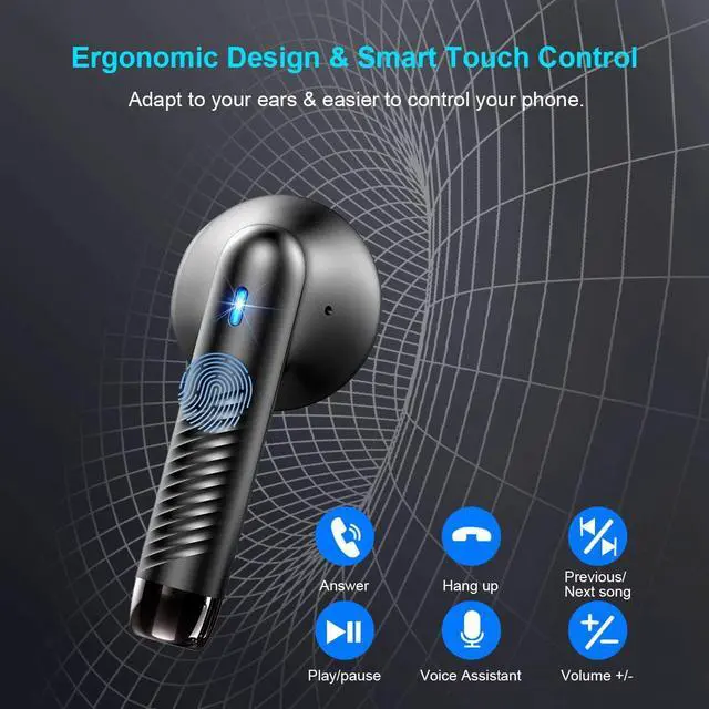 Alt view image 6 of 7 - Wireless Earbuds, Bluetooth 5.4 Earbuds Stereo Bass, Bluetooth Headphones in Ear Noise Cancelling Mic, Earphones IP7 Waterproof Sports, 32H Playtime USB C Mini Charging Case Ear Buds for Android iOS