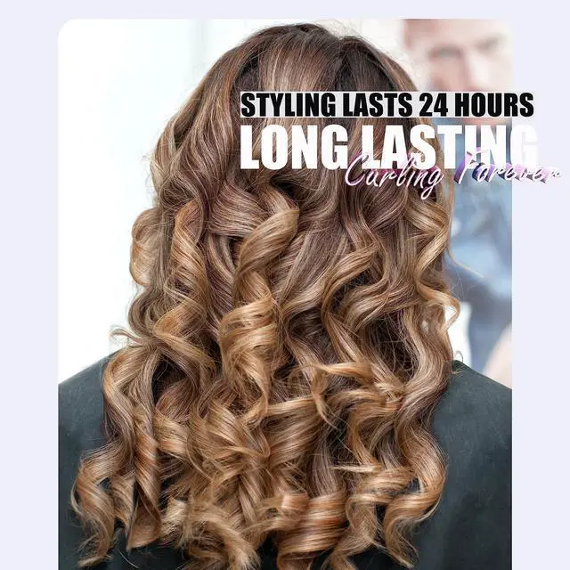 Alt view image 2 of 6 - Long Barrel Curling Iron 1 Inch, Ceramic Curling Iron for Thin Hair, Infused Argan Oil & Keratin, Long Lasting Styling, 11 Adjustable Temp, Include Clips & Silicone Pad