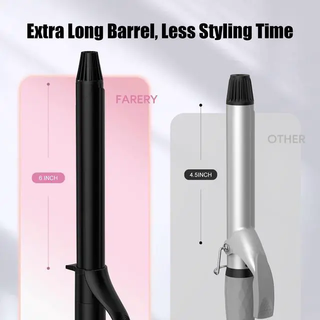 Alt view image 4 of 6 - Long Barrel Curling Iron 1 Inch, Ceramic Curling Iron for Thin Hair, Infused Argan Oil & Keratin, Long Lasting Styling, 11 Adjustable Temp, Include Clips & Silicone Pad
