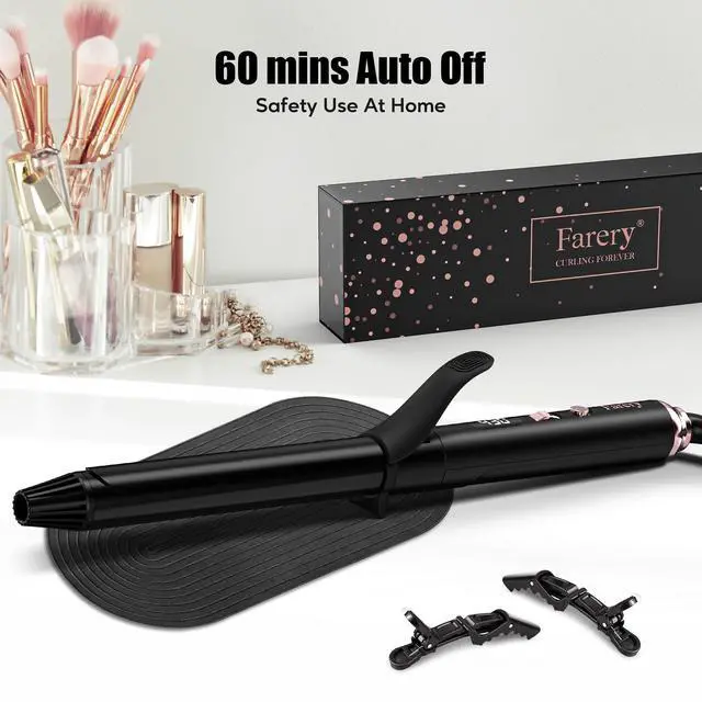 Alt view image 6 of 6 - Long Barrel Curling Iron 1 Inch, Ceramic Curling Iron for Thin Hair, Infused Argan Oil & Keratin, Long Lasting Styling, 11 Adjustable Temp, Include Clips & Silicone Pad