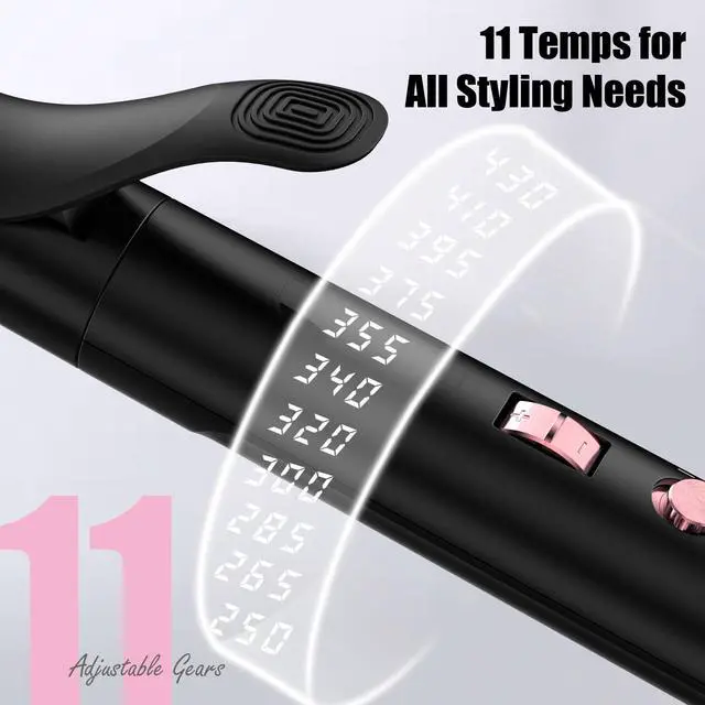 Alt view image 5 of 6 - Long Barrel Curling Iron 1 Inch, Ceramic Curling Iron for Thin Hair, Infused Argan Oil & Keratin, Long Lasting Styling, 11 Adjustable Temp, Include Clips & Silicone Pad