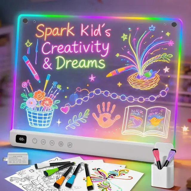 Main image of Led Drawing Board with 13 Light Effects, 16" Rechargeable Glow Doodle LED Note Board with Colors, Neon Light Up Drawing Tablet Gifts for Kids for Easter Birthday Christmas Gift Ideas
