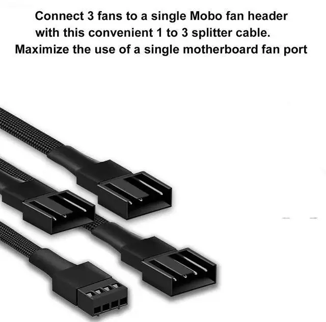 Alt view image 3 of 7 - 3 Way 4 Pin PWM Fan Splitter Cable,12 inch PC Fan Extension Cable, CA PWM Fan Extension Cable, for Computer ATX Case 4-Pin/3-Pin Cooling Fan Cable (2 Pack