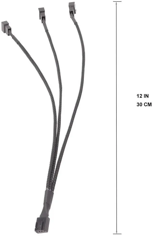 Alt view image 2 of 7 - 3 Way 4 Pin PWM Fan Splitter Cable,12 inch PC Fan Extension Cable, CA PWM Fan Extension Cable, for Computer ATX Case 4-Pin/3-Pin Cooling Fan Cable (2 Pack