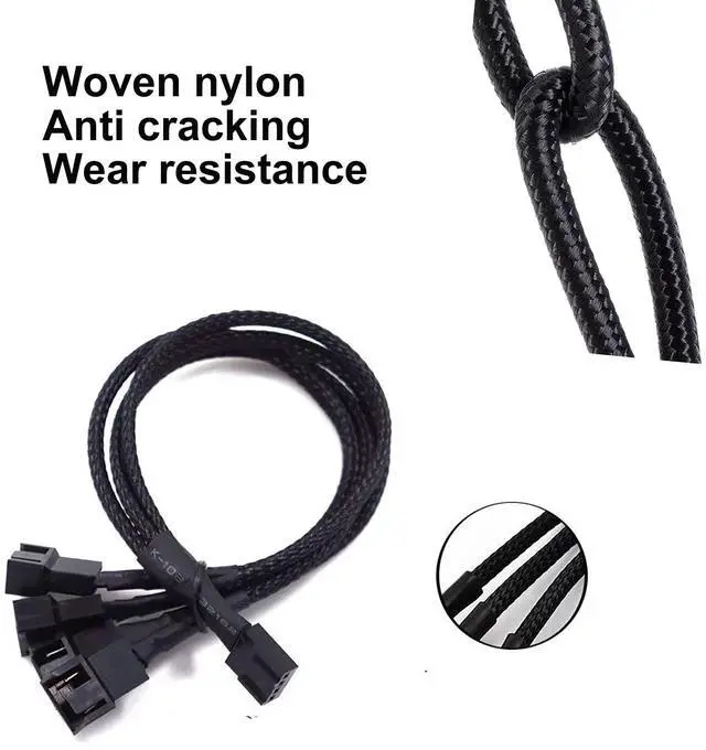 Alt view image 5 of 7 - 3 Way 4 Pin PWM Fan Splitter Cable,12 inch PC Fan Extension Cable, CA PWM Fan Extension Cable, for Computer ATX Case 4-Pin/3-Pin Cooling Fan Cable (2 Pack