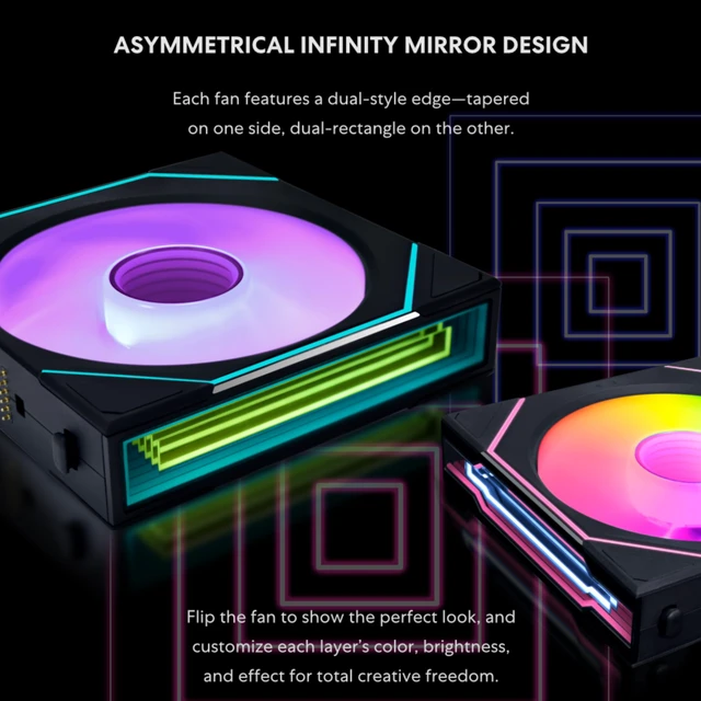 Alt view image 4 of 6 - UNI Fan SL-Infinity Wireless 120-Reverse Blade-Black-12RSLIN1W1B | 2.4 GHz Wireless Signal ARGB Fan Control, Double Infinity Mirror, Controller NOT Included & Required