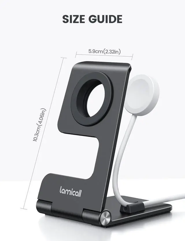 Alt view image 7 of 7 - ViewSonic Foldable Apple Watch Stand for Charger - Aluminum Desk Watch Charging Stand Holder with Cord Organizer Slot, Portable Travel Dock for iWatch Series 1-11, Ultra SE, Charger Not Included