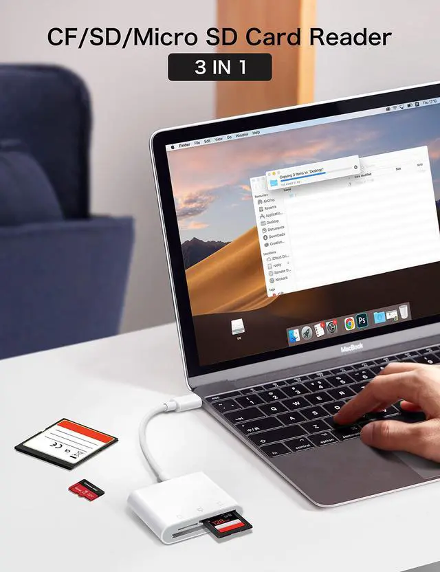 Alt view image 2 of 7 - USB C SD Card Reader for iPhone 15/iPad/Mac, ChiaoPio USB C to SD CF, Type C Memory Card Adapter with Compact Flash/CF/SD/MicroSD Slots Compatible with iPad MacBook Pro/Air/Mini Mac Laptop