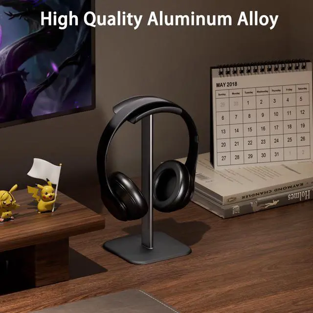 Alt view image 2 of 6 - Headphone Stand for Desk - Headset Stand with Aluminum Hanger and Plastic Headrest, Headphone Holder for AirPods Max, Sony, Bose, Beats and More (Black)