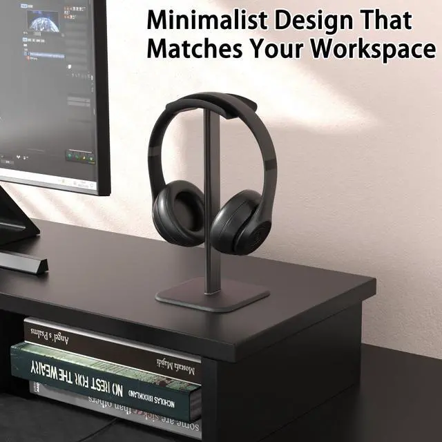Alt view image 4 of 6 - Headphone Stand for Desk - Headset Stand with Aluminum Hanger and Plastic Headrest, Headphone Holder for AirPods Max, Sony, Bose, Beats and More (Black)