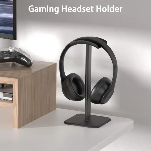 Alt view image 5 of 6 - Headphone Stand for Desk - Headset Stand with Aluminum Hanger and Plastic Headrest, Headphone Holder for AirPods Max, Sony, Bose, Beats and More (Black)