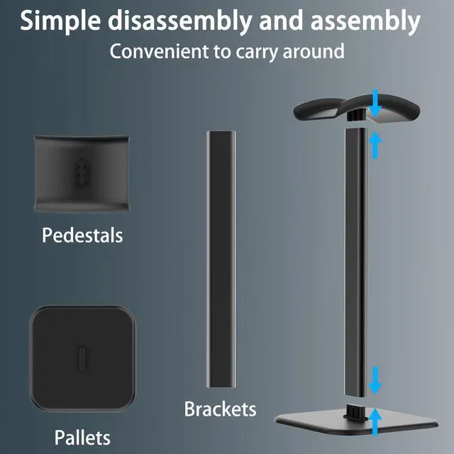 Alt view image 6 of 6 - Headphone Stand for Desk - Headset Stand with Aluminum Hanger and Plastic Headrest, Headphone Holder for AirPods Max, Sony, Bose, Beats and More (Black)