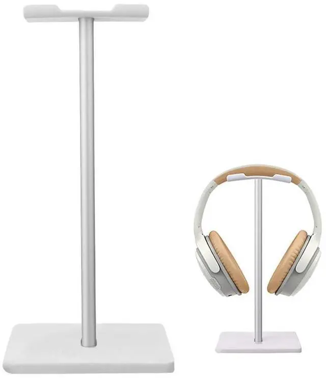 Main image of Headphone Stand Gaming Headset Holder Universal Aluminum Metal Headphone Holder Hanger with Aluminum Supporting Bar Flexible Headrest ABS Solid Base for All Headphone,White