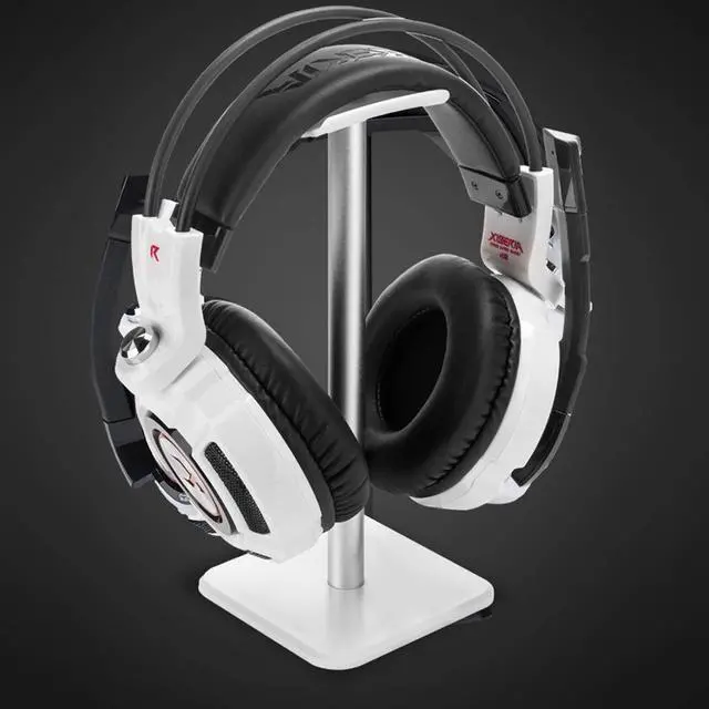 Alt view image 3 of 4 - Headphone Stand Gaming Headset Holder Universal Aluminum Metal Headphone Holder Hanger with Aluminum Supporting Bar Flexible Headrest ABS Solid Base for All Headphone,White