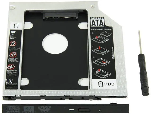 Main image of 9.5mm SATA to SATA 2nd SSD HDD Hard Drive Caddy Adapter Tray Enclosures | Universal, For DELL HP Lenovo ThinkPad ACER Gateway ASUS Sony Samsung MSI Laptop