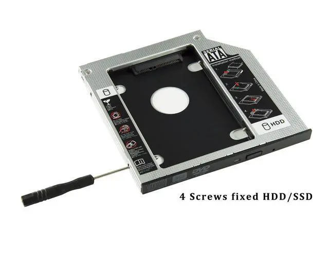 Alt view image 2 of 6 - 9.5mm SATA to SATA 2nd SSD HDD Hard Drive Caddy Adapter Tray Enclosures | Universal, For DELL HP Lenovo ThinkPad ACER Gateway ASUS Sony Samsung MSI Laptop