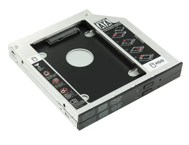 Alt view image 3 of 6 - 9.5mm SATA to SATA 2nd SSD HDD Hard Drive Caddy Adapter Tray Enclosures | Universal, For DELL HP Lenovo ThinkPad ACER Gateway ASUS Sony Samsung MSI Laptop