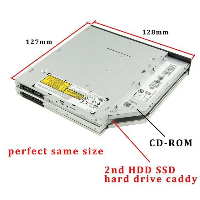 Alt view image 5 of 6 - 9.5mm SATA to SATA 2nd SSD HDD Hard Drive Caddy Adapter Tray Enclosures | Universal, For DELL HP Lenovo ThinkPad ACER Gateway ASUS Sony Samsung MSI Laptop