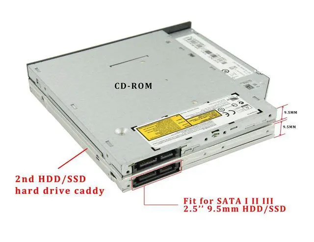 Alt view image 6 of 6 - 9.5mm SATA to SATA 2nd SSD HDD Hard Drive Caddy Adapter Tray Enclosures | Universal, For DELL HP Lenovo ThinkPad ACER Gateway ASUS Sony Samsung MSI Laptop