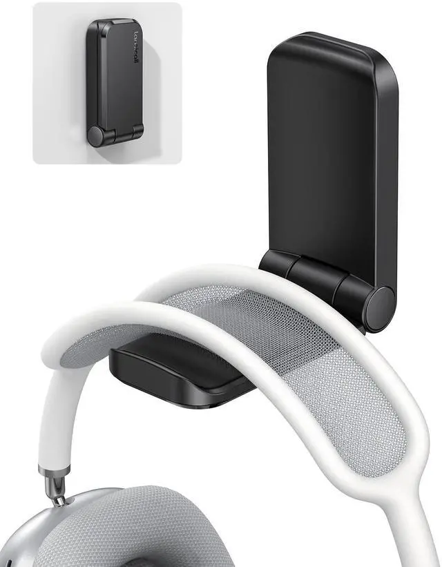 Main image of Headphone Stand, Sticky Headset Hanger - Adhesive Headphone Holder Hook Mount, Headset Stand Holder Clip Under Desk, Earphone Clamp for Airpods Max, HyperX, Sennheiser, Black