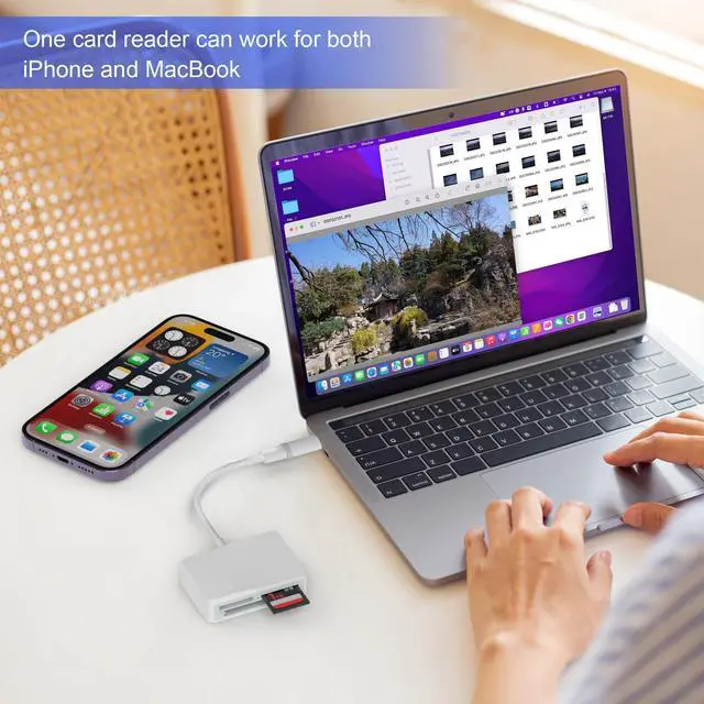 Alt view image 4 of 7 - SD Card Reader for iPhone, 4 in 1 USB C and Lightning to CF/SD/MS/TF Card Adapter Memory Card Reader for Camera Adapter Trail Game Camera Viewer for iPad Macbook Plug and Play No App Required