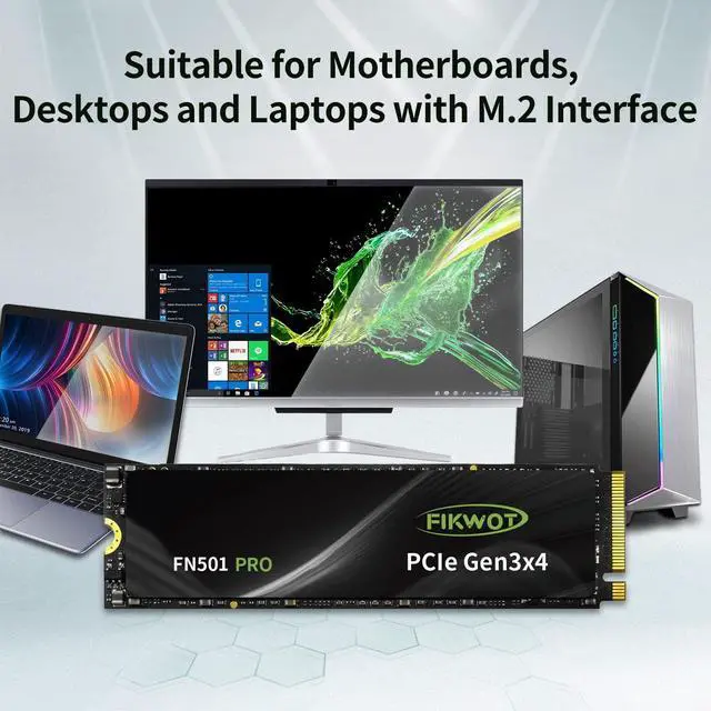 Alt view image 6 of 7 - FN501 Pro 256GB NVMe SSD - M.2 2280 PCIe Gen3 x4 Internal Solid State Drive with Graphene Cooling Sticker, Up to 3,000MB/s, SLC Cache 3D NAND TLC, Compatible with Laptop & PC Desktop